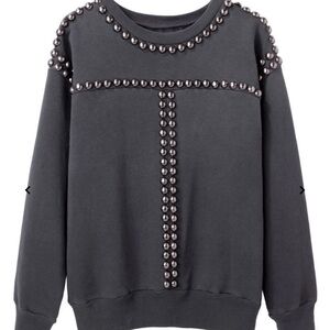 Isabel Marant Dark Gray Stud-Trim Sweatshirt - size 40